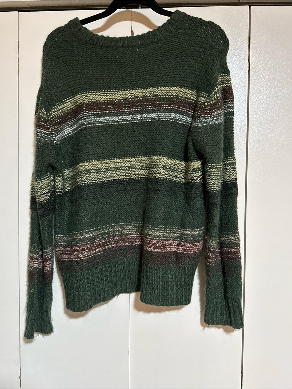Target Cozy Oversized Chunky Knit Sweater Tagged Size X Green Stripe - Picture 6 of 8